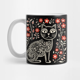 Lino Cut Cat Mug